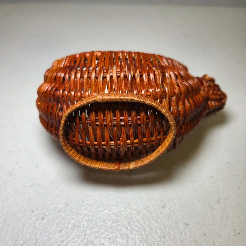 Small‎ Bunny Basket Trinket Rabbit Wicker Brown Easter Decor